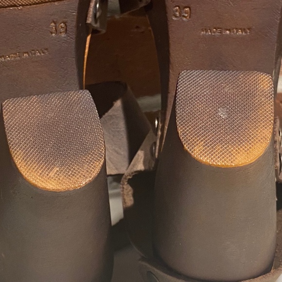 Mila Paoli Italian Distressed Brown Leather Crazy Horse Sandals SZ EU 39 US 8.5 - Picture 7 of 9